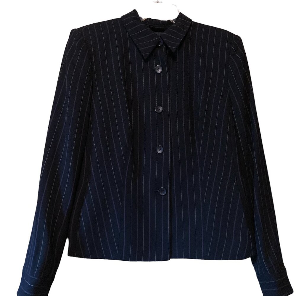 Pre-Owned Ladies Covington Lined Black Jacket with Purple, White Stripes Size 12